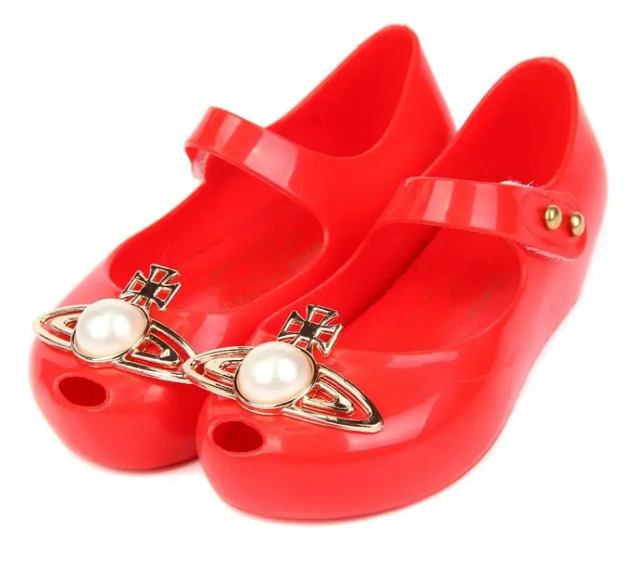 RIZI Mini Melissa/сандалии для девочек с большим жемчугом; прозрачная обувь из ПВХ; сандалии принцессы с круглым открытым носком для девочек; детская обувь; детские сандалии