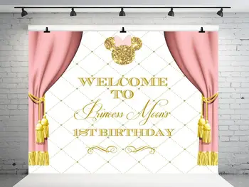 

VinylBDS Pink Children Happy Birthday Photography Backdrops Princess Background Custom Made Backgrounds for Photo Studio