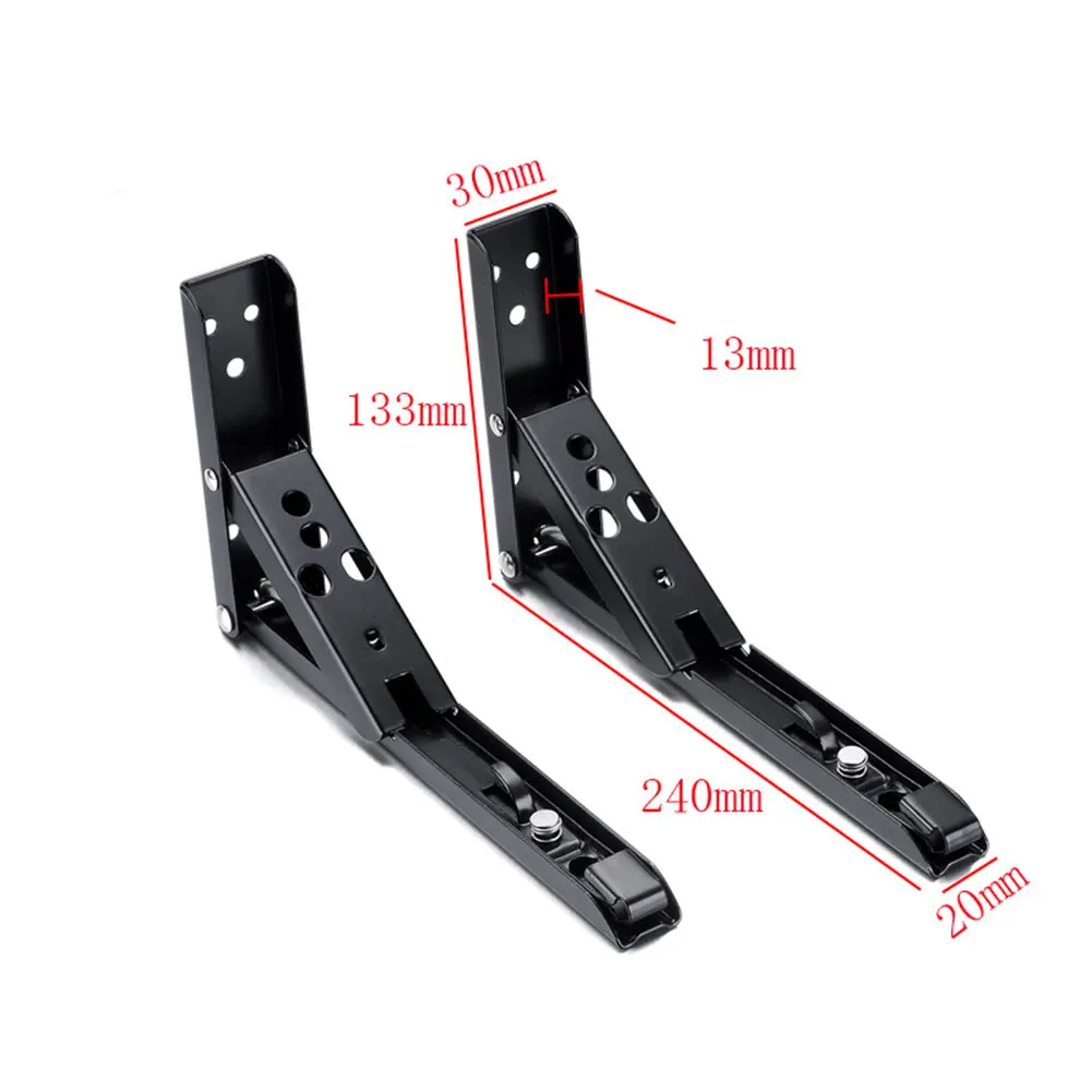 Black 240x133x30mm 1 пара Нержавеющая сталь опора для откидного стола полка скамья Heavy Duty 75 кг нагрузки LKS99 - Цвет: Black 240x133x30mm