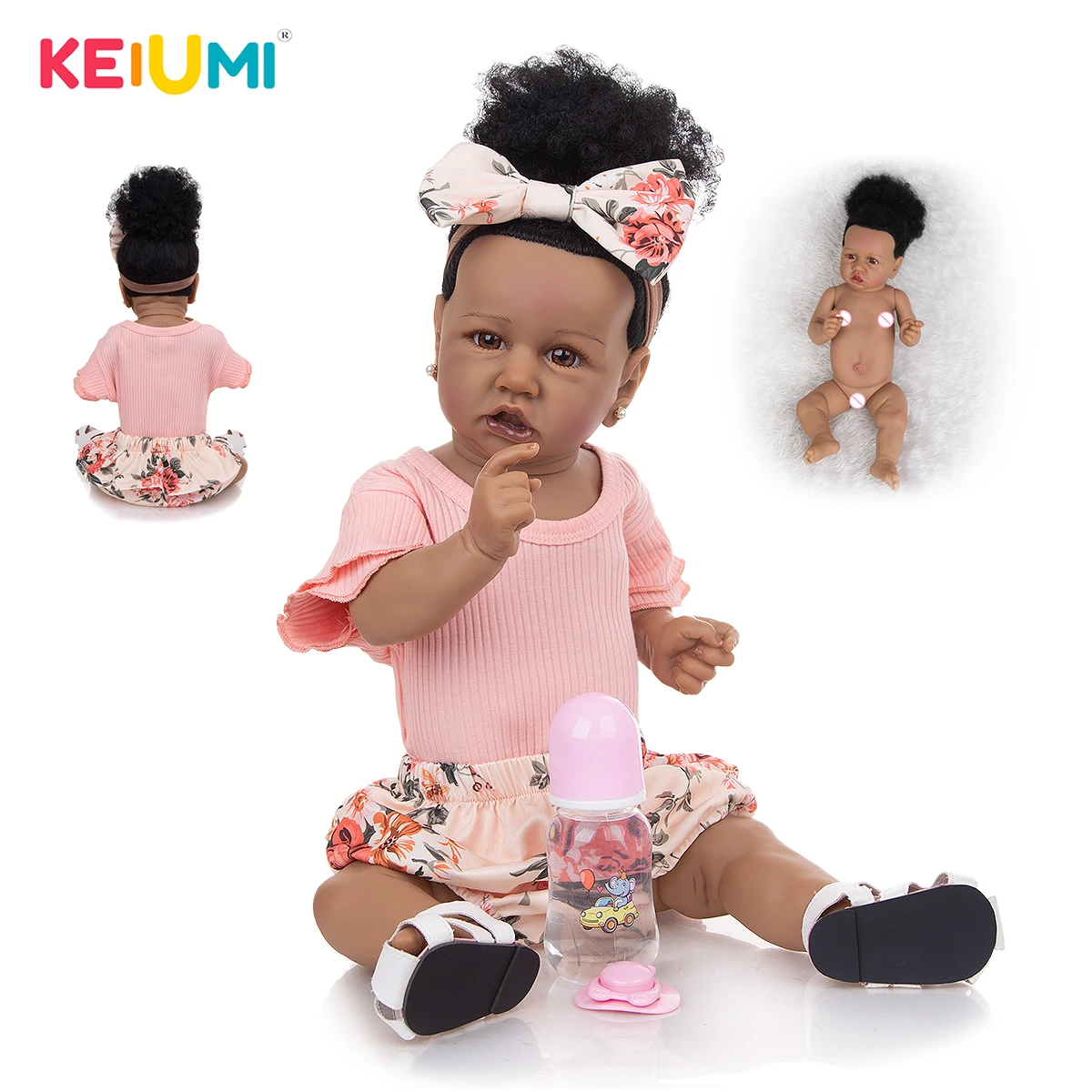 Keiumi Bebê Reborn Menina 57cm Negra Cabelo Crespo Implantado Fio Fio Corpo  Silicone Banho Hiper Realista Molde Saskia Original Chupeta Mamadeira Black  Friday  Mercado Livre Natal São Paulo Paraíba Curitiba Goiás 