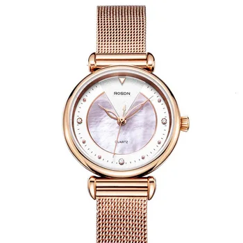 

Luxury Brand ROSDN 6 mm Ultra-thin Women's Watches Japan Quartz Movement Sapphire Watch Lady 50M Waterproof Diamond Watch R3228