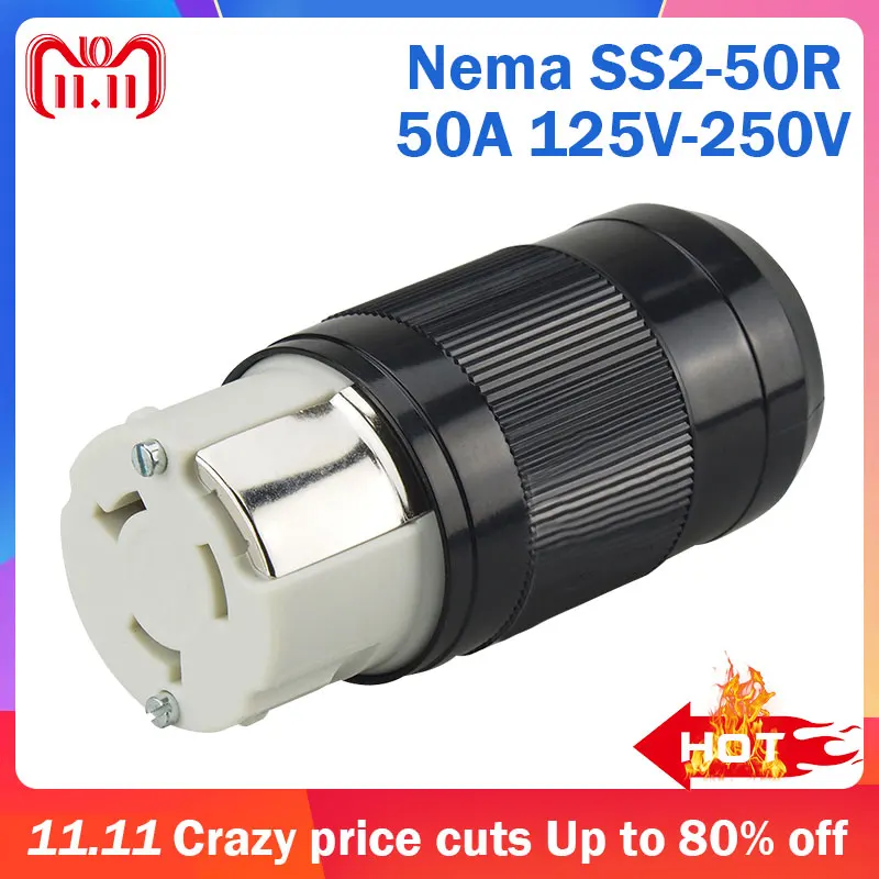 Nema SS 2-50R Anti-drop Industrial Groungding Locking Connector Converter Plug Socket Connect Power Cable Cord 50A 125V/250V | Электроника