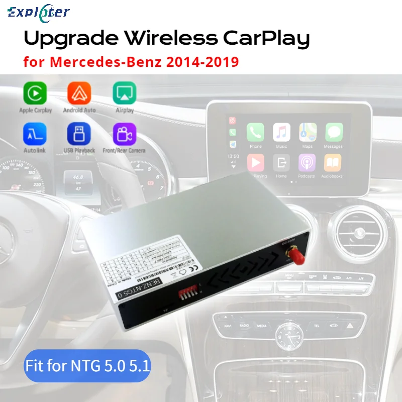 Exploter Wireless Carplay Adapter for Mercedes Benz 2014-2019 COMAND NTG 5.0 5.1 5.2 system A B C E Clas CLA LSC GLC GLE GLS vehicle gps