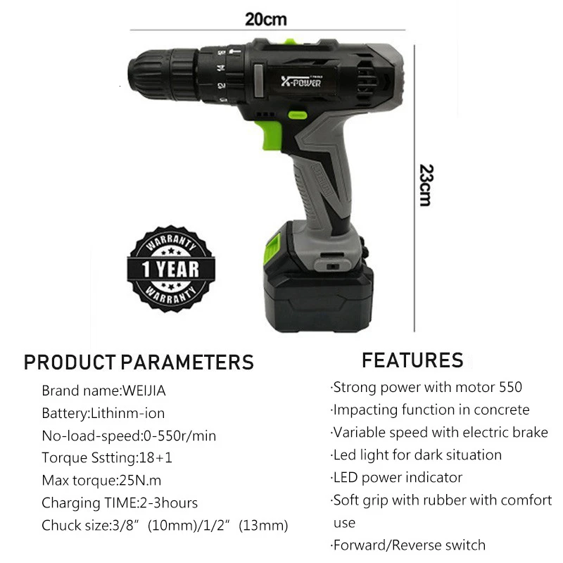 Electric Screwdriver Cordless 18V Mini Portable Electric Drill Lithium Battery Operated Rechargeable Power Tools HOME DIY