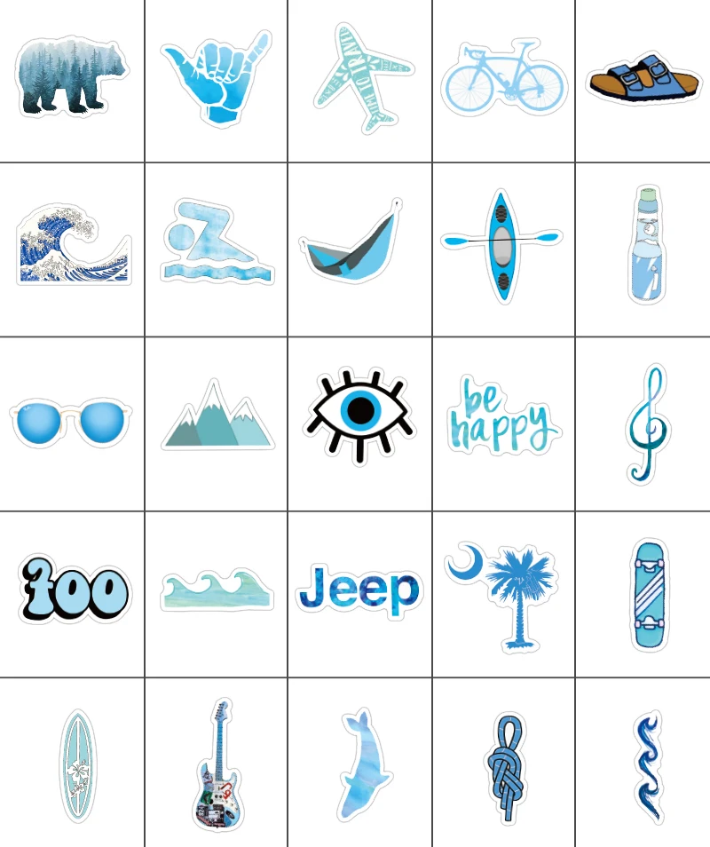 50 шт. VSCO наклейки синяя девушка вещь крутые водонепроницаемые наклейки для ноутбука скейтборд мотоцикл автомобиль упаковка наклейки Стикеры для девочек