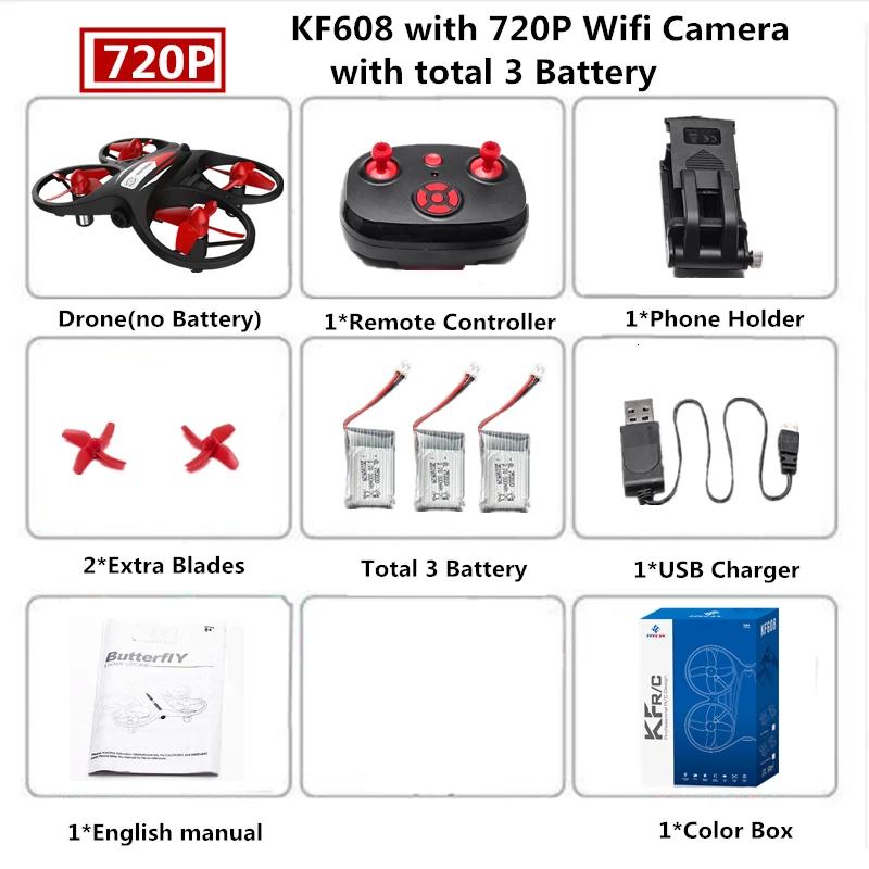 Red-Color Box-3 Радиоуправляемый мини-Дрон helicopper с hd-камерой 720 P, Wi-Fi, FPV, режим голосового управления, Квадрокоптер с цифровым зумом, удерживающий парение, высота - Цвет: Red-Color Box-3