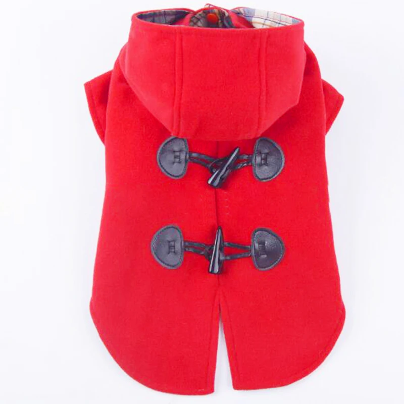 Winter Pet Dog Puppy Woollen Cloth Warm Clothes Casual Red Hooded Jacket Coat Fabric | Дом и сад