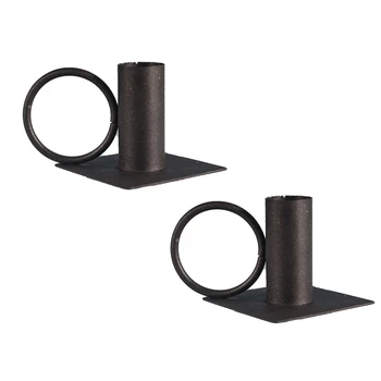 

2pcs Home Decor Wedding Craft Black Bar Party Aromatherapy Modern Taper Candle Holder Desktop Ornament Wrought Iron Night Club