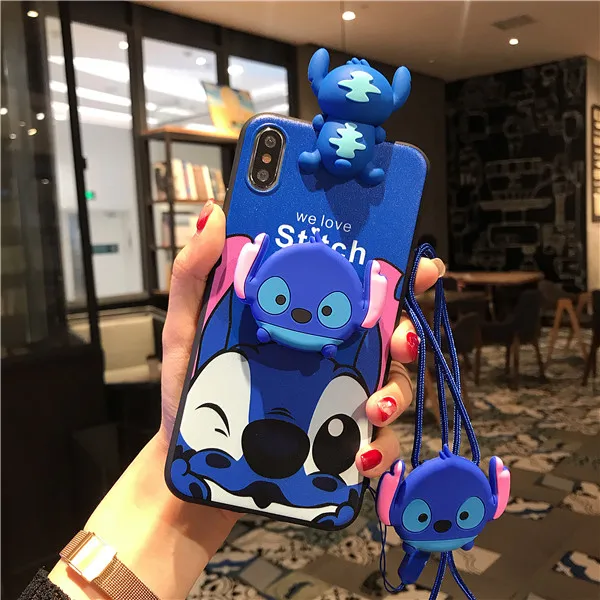 Милый Ститч 3D мультфильм кукла кронштейн чехол для телефона для Xiaomi 5 6X8 9 SE ТПУ задняя крышка для Redmi 4 5 6 7A K20 Note 5 6 7 8 Pro - Цвет: Big 1