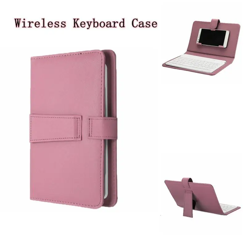  Portable PU Leather Wireless Keyboard Case for iPhone Protective Mobile Phone with Bluetooth Keyboa