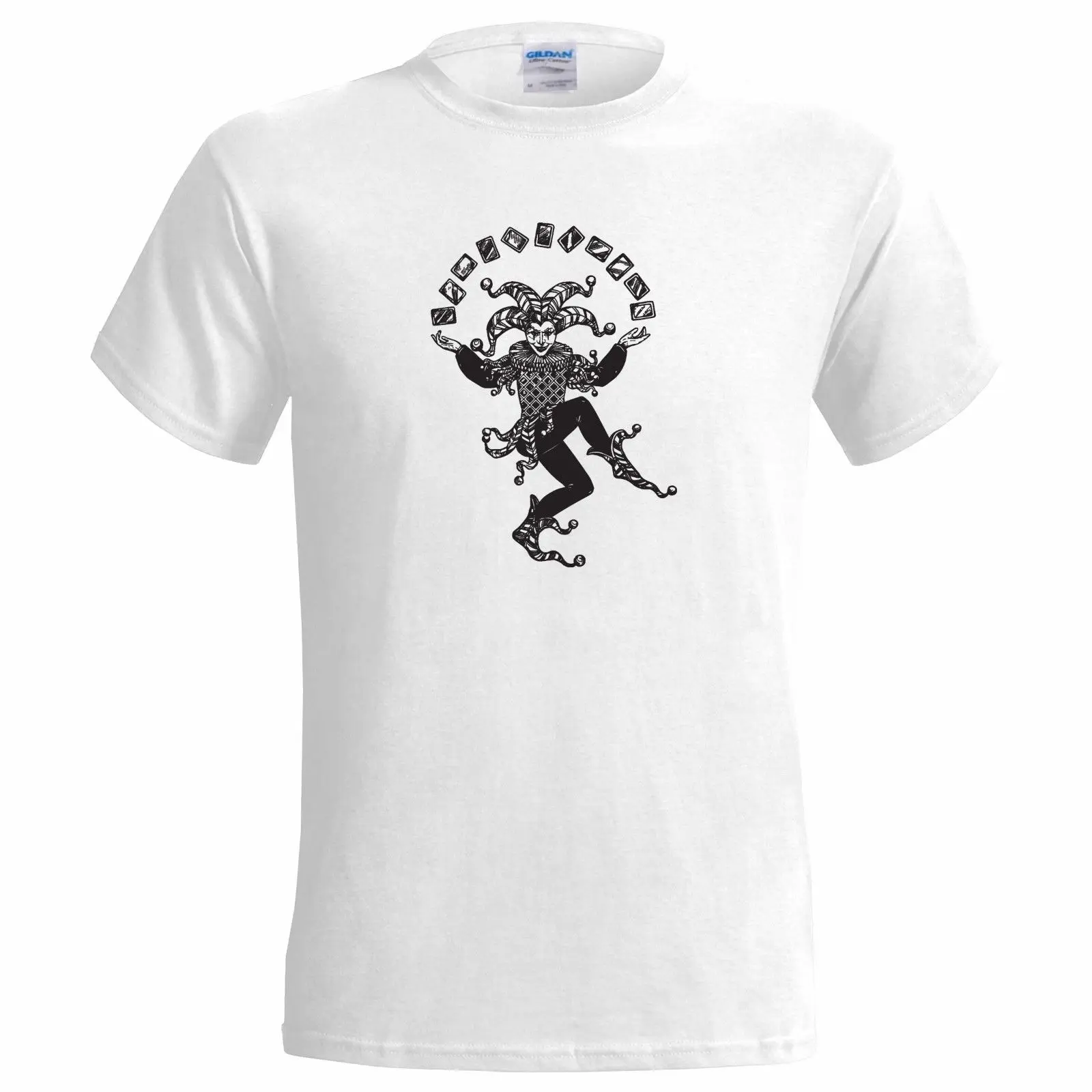 

Joker Card Juggler MENS T SHIRT jester magic tarot poker playing cards deck of
