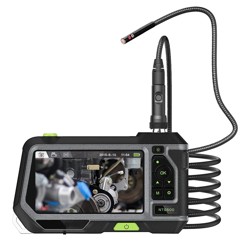 

5 Inch Industrial Endoscope Borescope 5.5mm Dual Lens Inspection Camera with Semi-Rigid Tube LED Lights and Tool Box