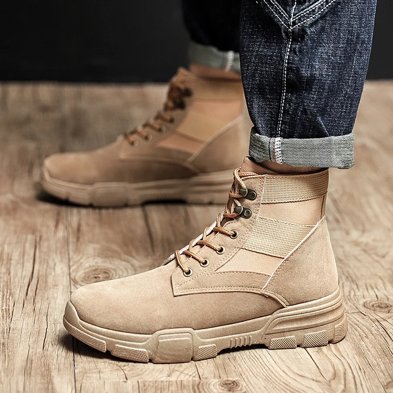 

New Winter Men Boots Male Lace Up Anti-slip Booties PU Outdoor Snow Ankle Boots British Sneakers Plus Size 44 Zapatos De Hombre
