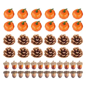 

48pcs Foam Pine Cone Acorn Festival photo props Small Pumpkin Halloween Prop for Home Party Christmas Xmas