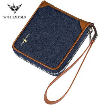 

WILLIAMPOLO Wallet Men's Wristband Canvas Bag Stop RFID Multifunction Small Wallet Fashion Youth Motorcycle Wallet Card Case