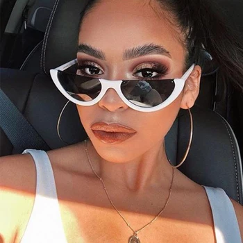 

Cool Trendy Half Frame Rimless Cat Eye Sunglasses Women 2018 Fashion Clear Brand Designer Sun glasses For Female Oculos de sol