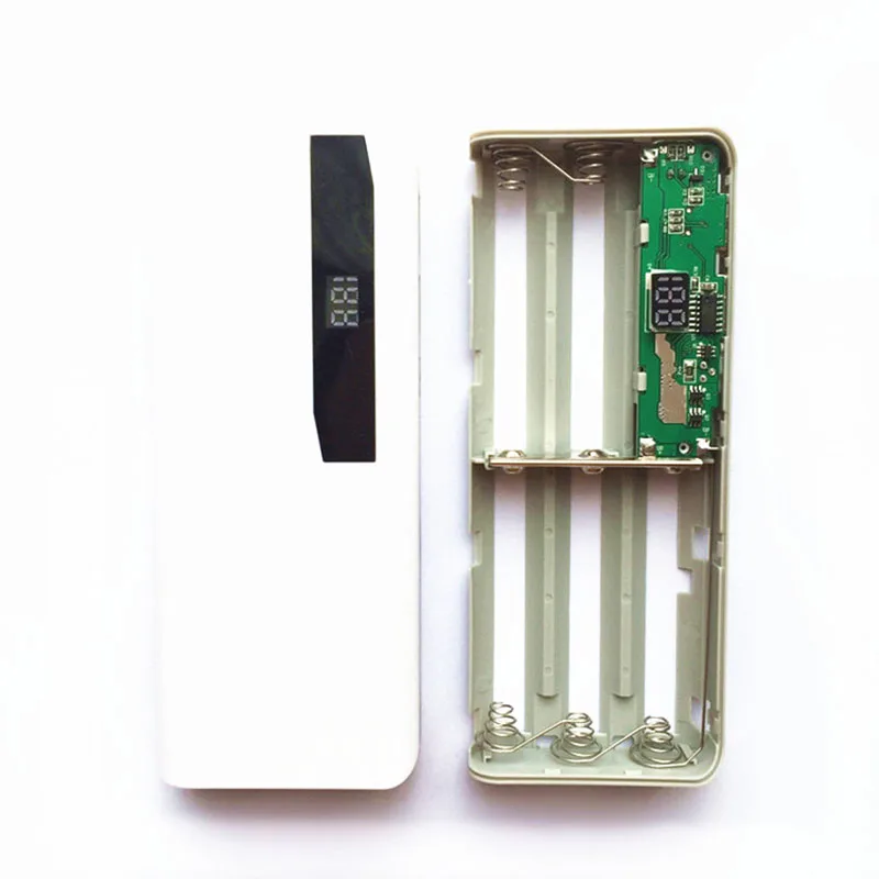White No Battery 5x18650 Блок питания DIY коробка переносной аккумулятор для мобильного телефона с светодиодный цифровой дисплей световое зарядное устройство коробка DIY Зарядка сокровище чехол Комплект - Цвет: White No Battery