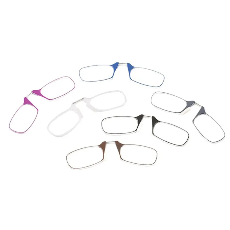 Очки для чтения без пальцев с клипсой для носа, мини складные очки для чтения, для мужчин и женщин, легко носить с собой, чехол с цепочкой для ключей YS03