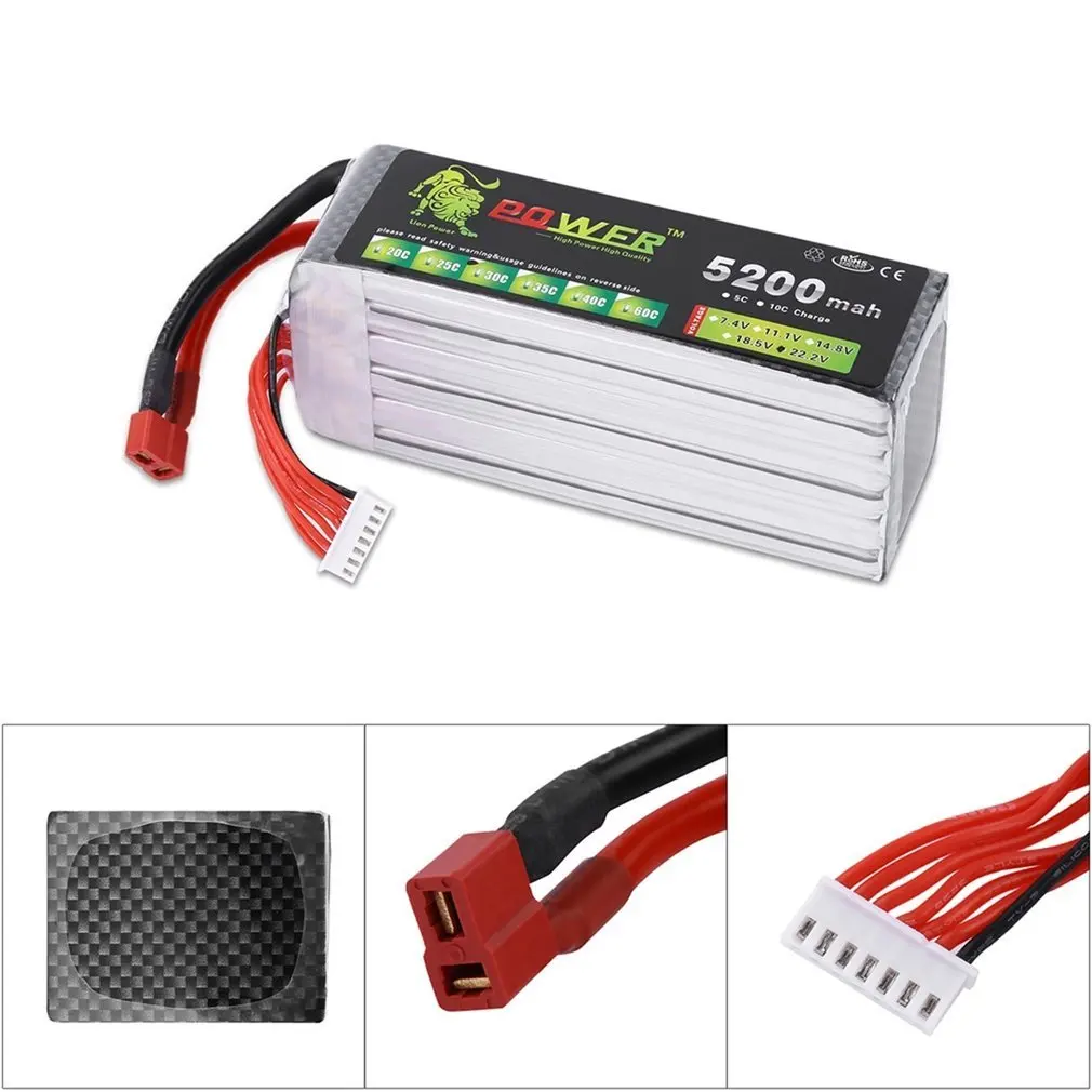 Аккумулятор A+ Lion 22,2 V 6S 5200mah 30C Lipo для вертолета Trex RC изысканно спроектированный прочный великолепный