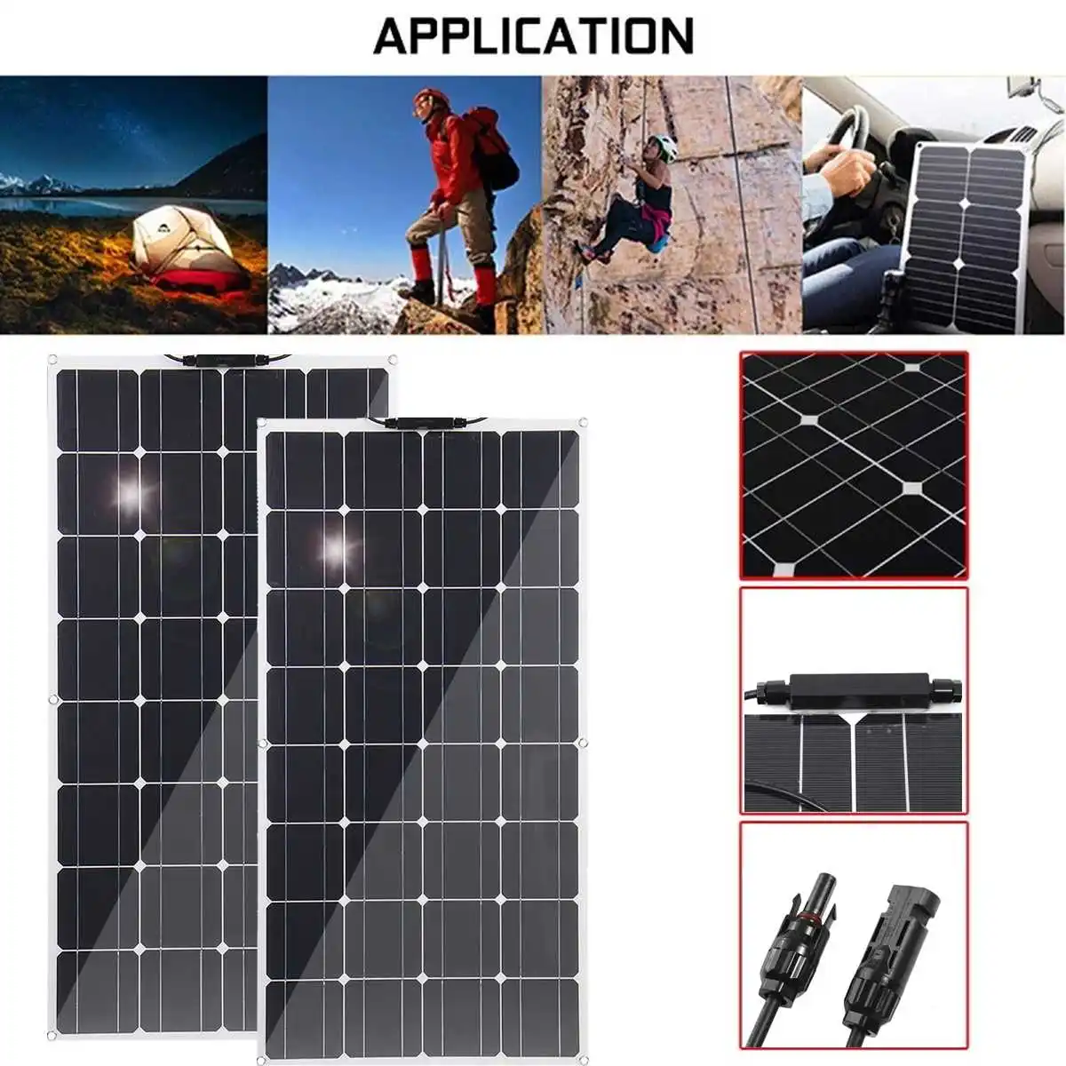 105cm Solar Panel 2000W 18V High Efficiency Monocrystalline Flexible Emergency Charging Outdoor Solar Cells Battery Boat Charger 2