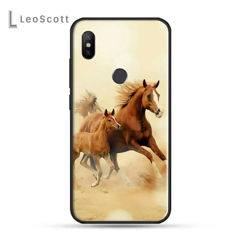 xiaomi leather case design Running horse Phone Case For Xiaomi Redmi 7 8 9t 9se k20 mi8 max3 lite 9 note 9s 10 pro cases for xiaomi blue Cases For Xiaomi