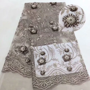 

African Lace Fabric with Sequins Nigerian Lace Fabric 2019 High Quality Lace Dress Fabric Embroidery DPW1279