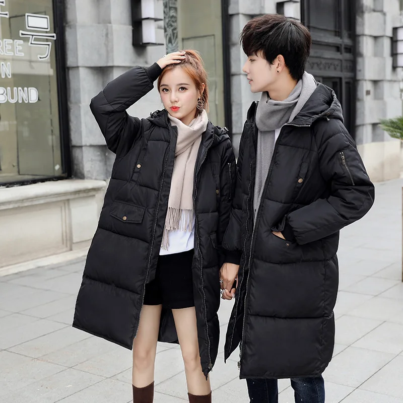 

2019 Mid-length down Jacket Cotton-padded Clothes WOMEN'S Dress Thick Loose-Fit Couples Cotton-padded Clothes Men And Women Wint