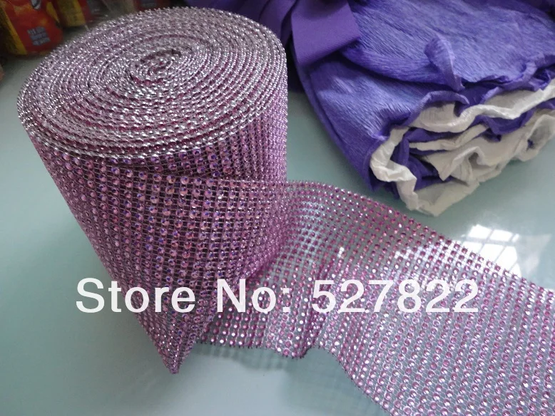 4.5x10 Yards 24 Row DIAMOND MESH WRAP ROLL SPARKLE RHINESTONE Crystal Ribbon x GoldBlackPinkSilverGoldRose Purple4.JPG