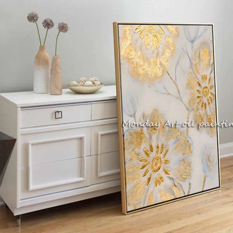 Online Handgemalte Moderne gold leinwand Öl Gemälde wand malerei Abstrakte gold Öl Malerei kunst bild Wohnzimmer dekoration