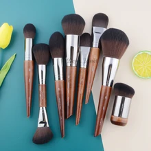 Conjunto de pincéis de maquiagem de madeira natural, kit de maquiagem profissional para pó, esculpir, sombra, destacador, exquis