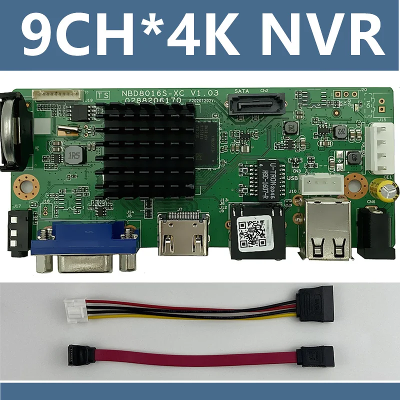 ONVIF-Grabadora de vídeo Digital con Cable P2P Cloud Mobile, dispositivo grabador de vídeo de red SATA NVR, Max 8TB, H.265/H.264, 9 canales x 4K, XMEYE CMS