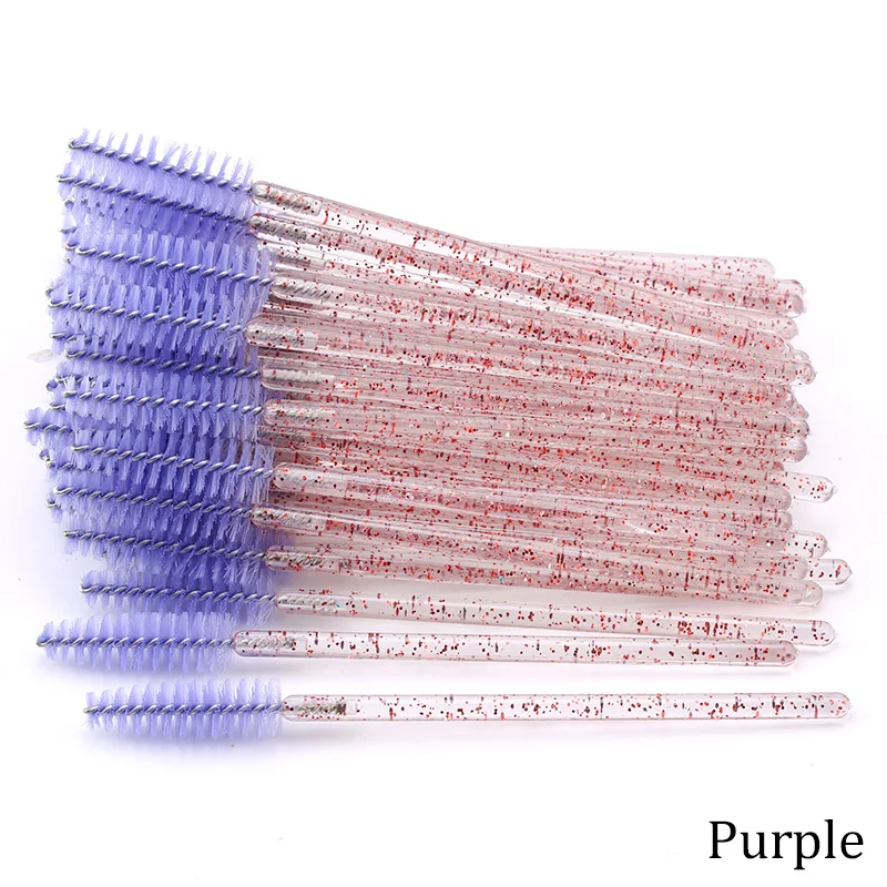 B-Purple-50pcs 50 шт. одноразовый Кристалл щеточки с тушью для ресниц палочки Аппликатор Прививка ресниц Керлинг гребень Красота Макияж инструмент - Handle Color: B-Purple-50pcs