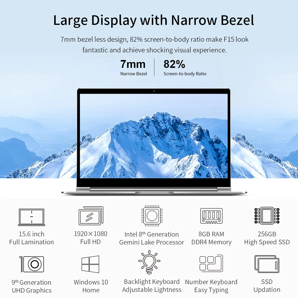 Новейший ноутбук Teclast F15 с ОС Windows 10 15,6 дюймов 1920x1080 DDR4 8 ГБ ОЗУ 256 ГБ SSD Intel N4100 четырехъядерный ноутбук HDMI