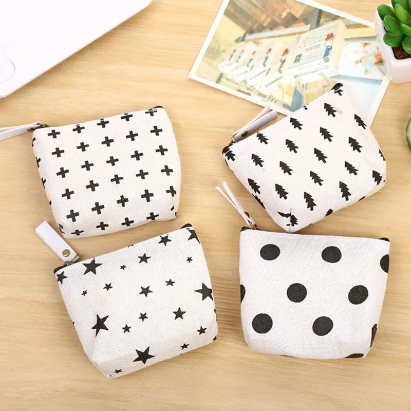 

Simple Creative Canvas Coin Purses Dot Small Tree Star Sign Small Change Wallet Canvas Coin Purses Child Gift