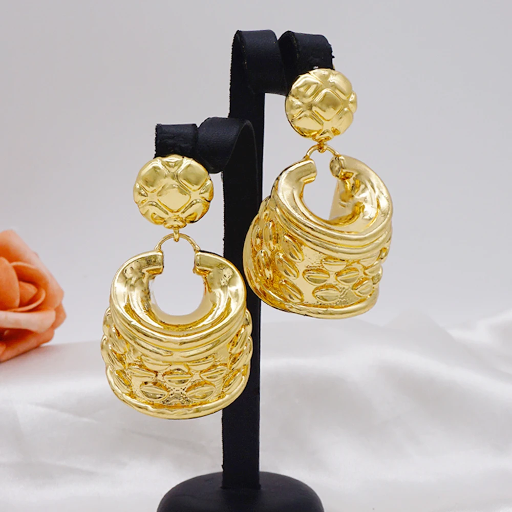 Jewelry Dangle Drop Earring Exquisite African Earrings For Women Party Wedding Jewelry Accessories Big Drop Gold Color Earring