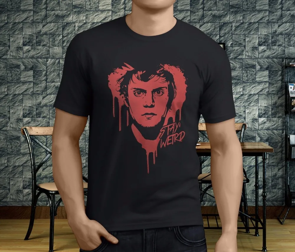 New Popular Stay Weird Peters Men'S Black Summer Tops for Man Cotton T-Shirt Fashion Family T Shirts |