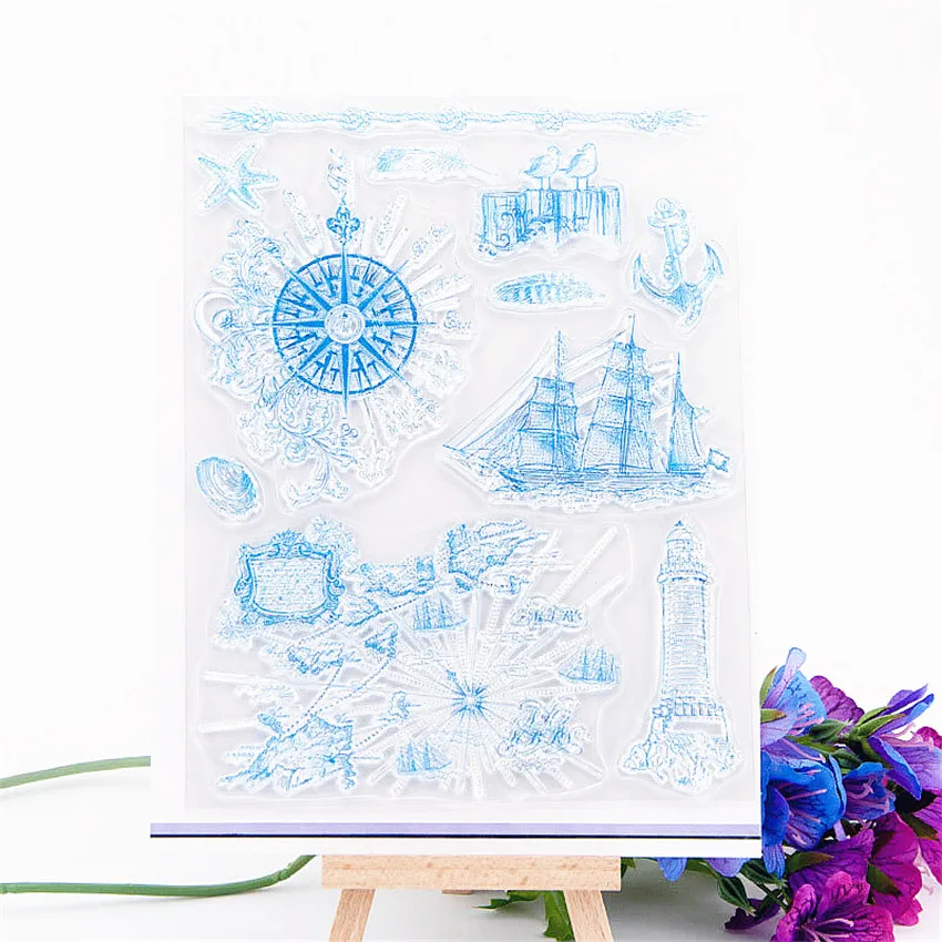 14x18cm Blue ocean Transparent Clear Stamps Silicone Seals Roller Stamp DIY scrapbooking photo album/Card Making wedding | Дом и сад