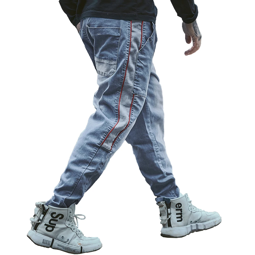 Мужские джинсы эластичные рваные обтягивающие байкерские с вышивкой облегающие