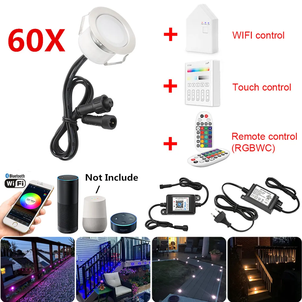 60X 5Pin RGBWW 31/45/61 мм 12V IP67 терраса светодиодный лестницы палубы софит шаг вверх огни WI