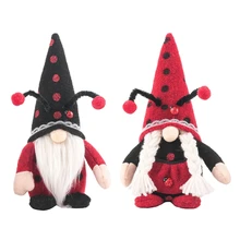 

Spring Gnome Ladybug Swedish Tomte Elf Dwarf Thanksgiving Day Gift Home Kitchen Farmhouse Tiered Tray Decorations