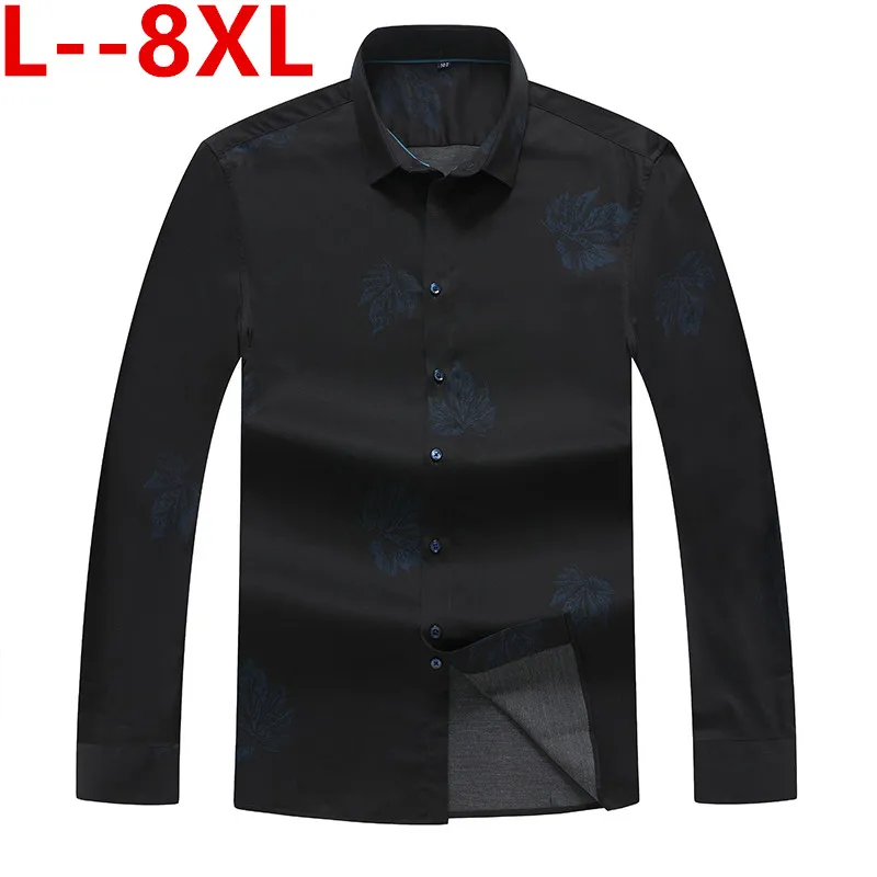 Большие размеры 8XL 6XL 5XL 2019 Мужская рубашка с длинными рукавами с принтом люксовый бренд Мужская рубашка s Повседневная приталенная Мужская