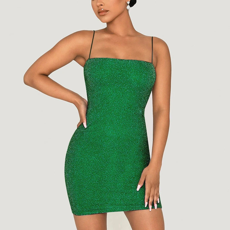 NORMOV женское сексуальное платье для ночного клуба, летнее обтягивающее тонкое платье на бретельках, женское платье без рукавов, вечерние платья, 6 цветов - Цвет: green