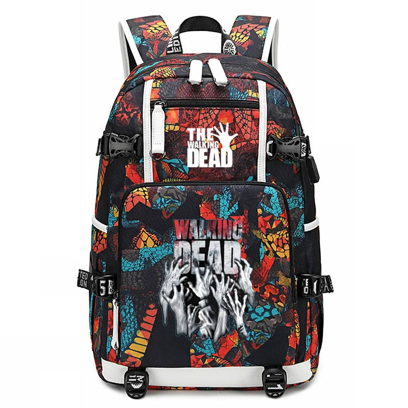 Walking Dead Printing Casual Zipper 18 Inch Student Schoolbag Men/Women Large Capacity Bags Teenager's Outdoor Travel Backpacks - Цвет: 803-ff-1122-1(2)