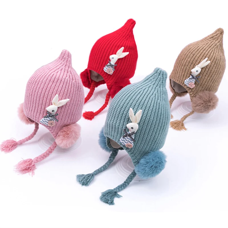 Осенняя модель детская шапочка милая с кроликом для девочек новорожденных