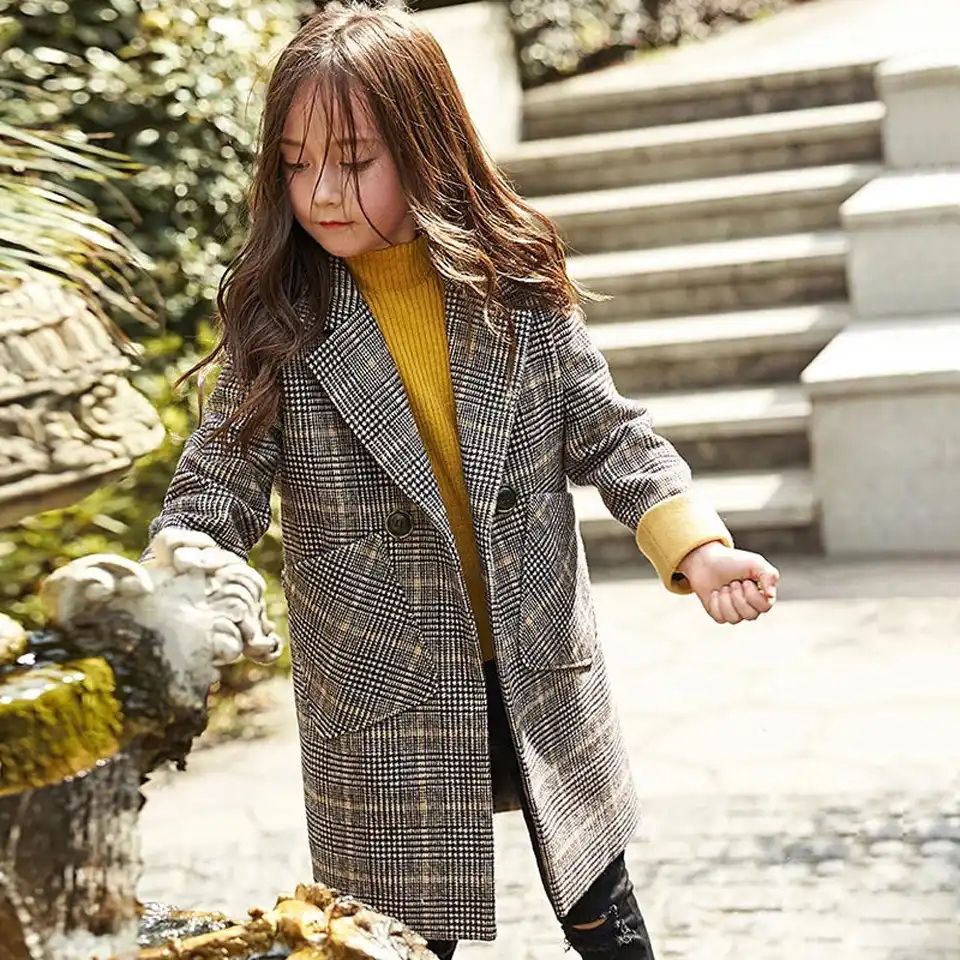 girls long wool coat