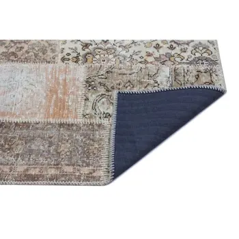 

Handmade Beige Vintage Overdyed Patchwork Area Rug 080x150 Cm-2'7''X4'11''