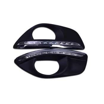 

For Hyundai Santa Fe SantaFe 2010 2011 2012 DRL LED Daytime Running Light Fog Lamp Lights Cover With Yellow Turn Signal