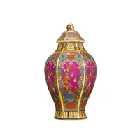 Antique Traditional Chinese qing dynasty vase Enamel Hexagonal Ceramic Ginger Jar Collection Jingdezhen Vase 1