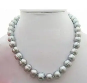

18" 9-10MM SOUTH SEA NATURAL Gray PEARL NECKLACE 14K GOLD CLASP