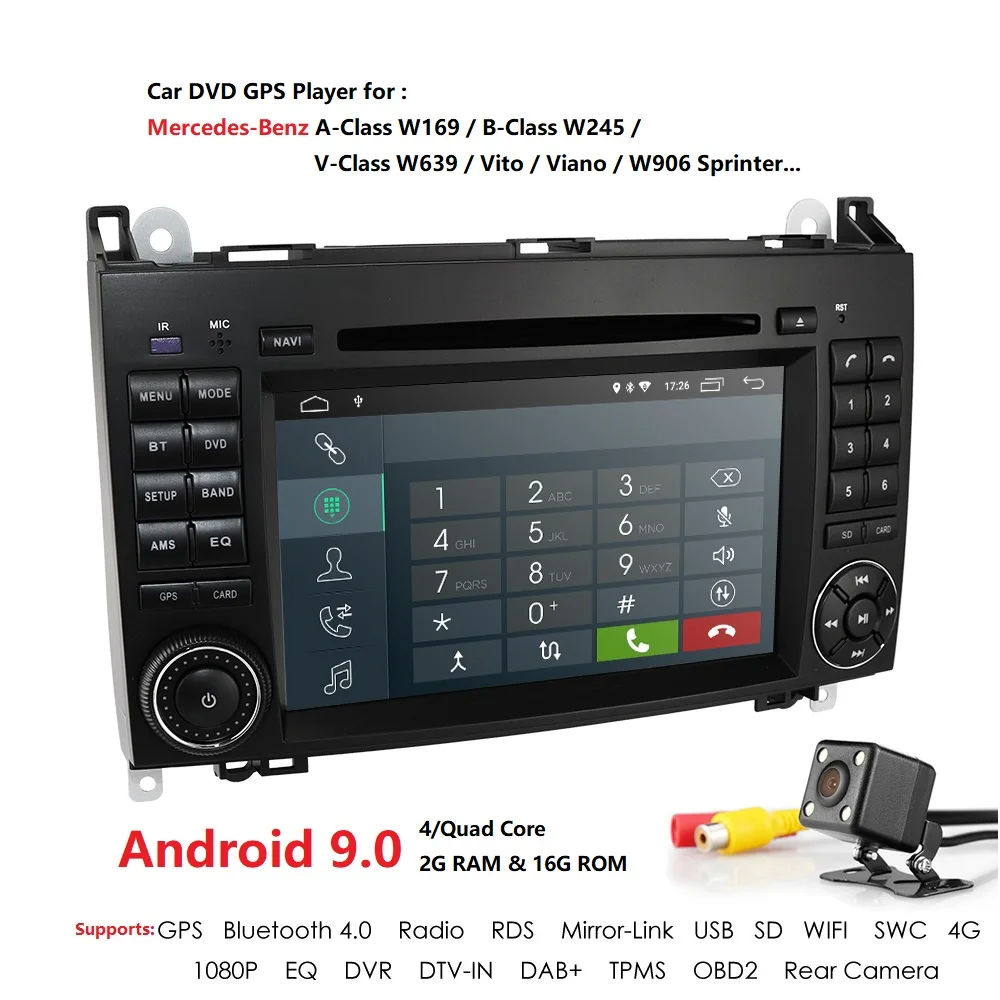 Best 7 Inch Car DVD Player For Mercedes Benz B200 A B Class W169 W245 Viano Vito W639 Sprinter W906 Android 9.0 Quad Core GPS SWC BT 2